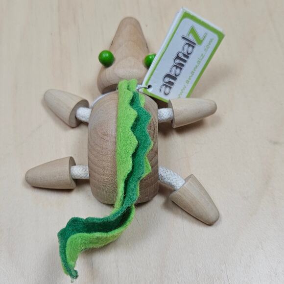 NWT Wooden Crocodile Animal Toy Anamalz Collectible Eco-friendly Multi-Sensory - Picture 3 of 6